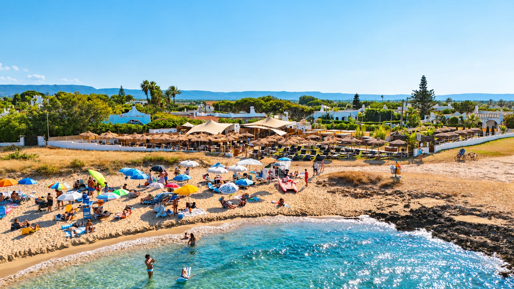 La costa e gli ombrelloni di Cala 20